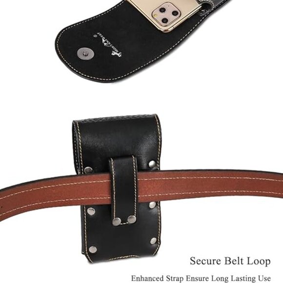 Montana West Genuine Black Tooled Leather Cell Phone Holster Case - Picture 4 of 9